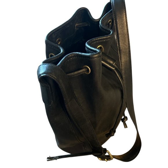 Anne Klein Black Leather Bucket Bag - Picture 3 of 10